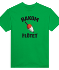 Bakom Flötet" textmotiv med fiskekrok på t-shirt
