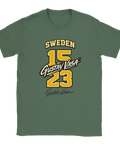 Vintageinspirerat motiv med texten Sweden Gustav Vasa på grön t-shirt