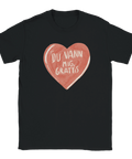 Självsäkert motiv med ett rött hjärta och humoristisk text – svart t-shirt
