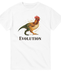 Grafisk illustration av en T-Rex som förvandlas till höna – rolig t-shirt