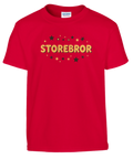 Röd t-shirt för barn med ett stjärnfyllt statement-tryck