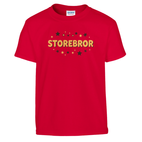 Röd t-shirt för barn med ett stjärnfyllt statement-tryck