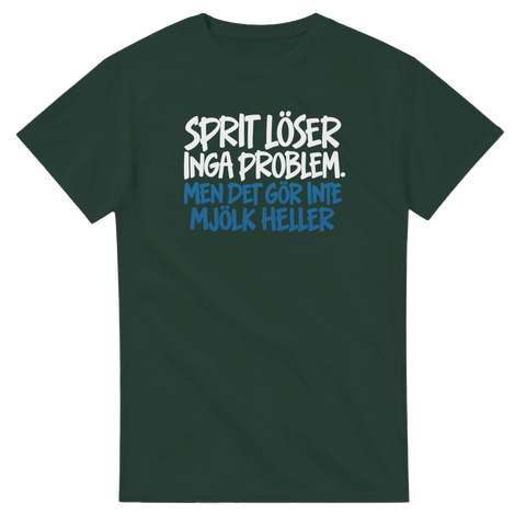 Produktbild 4 av rolig t-shirt med texten Sprit löser inga problem, men det gör inte mjölk heller