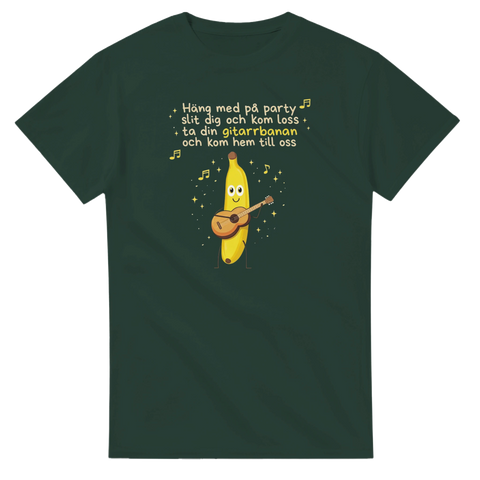 Rolig musik-t-shirt med bananmotiv och text Gitarrbanan