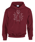Mörk humoristisk varelse med många armar – grafiskt tryck på hoodie