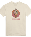 Beigefärgad t-shirt med nostalgisk grafik av en glasstrut