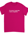 T-shirt med text Sorry I was late I saw a squirrel rosa