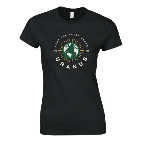 T-shirt med rymdinspirerat miljömotto och humoristiskt ordspel