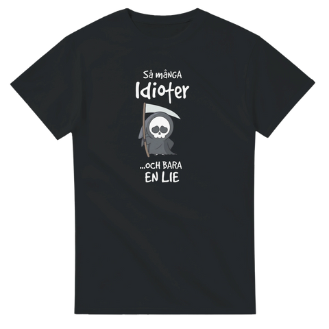 Illustration av söt Lieman med lie och sarkastisk text – grafisk t-shirt