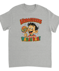 Nostalgisk godisreklam som motiv – lekfull t-shirt med citat