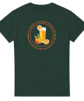Illustration av apelsiner och juiceglas med roligt citat – mörkgrön t-shirt