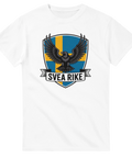 Vintagedesign med svensk vapensköld tryckt på en vit t-shirt