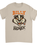 Beigefärgad t-shirt med grafiskt tryck föreställande Billy Badger