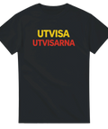 Grafiskt texttryck Utvisa utvisarna i gult och rött på svart bakgrund