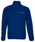 Shirty-logotyp i silver på blå fleecejacka med dragkedja och fickor.