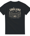 Vintage illustration av småländsk granskog och stuga – grafisk t-shirt