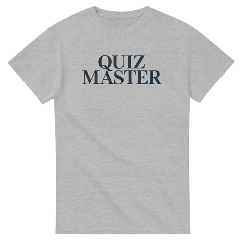 Gråmelerad t-shirt med Quiz Master tryck i klassiskt typsnitt