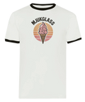 Retroinspirerad t-shirt med nostalgiskt mjukglassmotiv och kontrastfärgade muddar