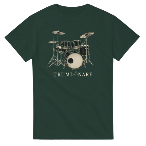 musik t-shirt Trumdönare mörkgrön med detaljerat trummotiv