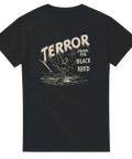 Retro skräckfilmsmotiv med träskmonster – vintage horror t-shirt design