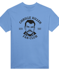 Grafisk illustration av Chrille Killer Fan Club – ljusblå t-shirt