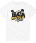 Retro illustration av tjuvar med byte på vit t-shirt