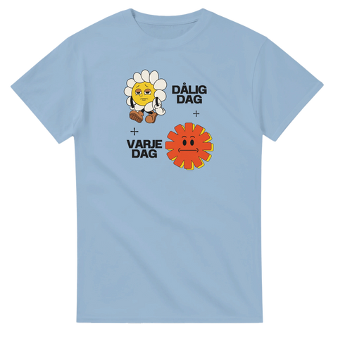 Sarkastiskt motiv med texten Dålig dag varje dag – ljusblå t-shirt i bomull