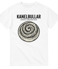Grafisk illustration av en kanelbulle i vintage linjeteckning på vit t-shirt