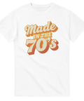 Made in the 70's retro orange/gul text, vit t-shirt.