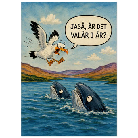 Klassiskt tecknad naturscen med ordvitsen Jaså är det valår i år