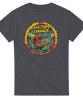 Grafiskt tryck i vintagestil föreställande Kräftskiva Carnage – grå t-shirt