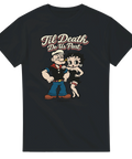 Popeye och Betty Boop "Til Death Do Us Part" retro t-shirt i svart.