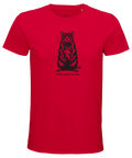 Svart, detaljerad råtta med texten "STREET ADAPTATION" på en röd premium herr-t-shirt.