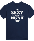 Mörkblå t-shirt med lekfull textdesign för kattägare med attityd