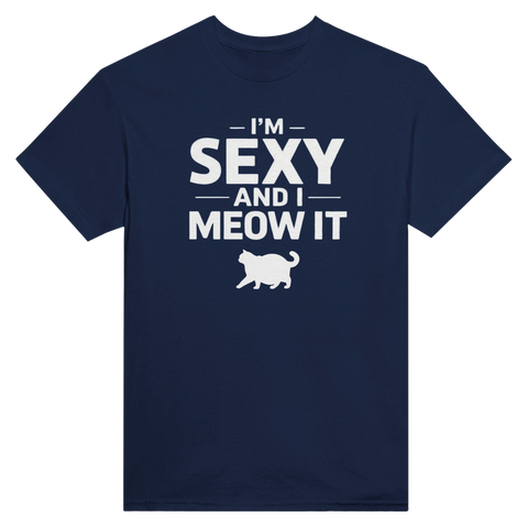 Mörkblå t-shirt med lekfull textdesign för kattägare med attityd