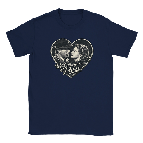 T-shirt med nostalgiskt tryck av filmstjärnor i mörkblå nyans