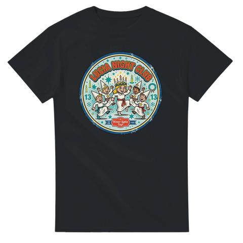 Vintage inspirerat tryck med Lucia Night Club motiv – mörkgrå Lucia t-shirt