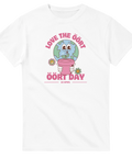 rolig t-shirt earth Day vit tröja med färgglad illustration