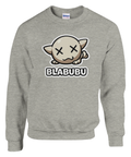 Gråmelerad sweatshirt med minimalistiskt monster och texten Blabubu