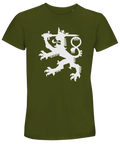 Historisk finsk symbol som stilrent tryck – Suomen Leijona t-shirt i olivgrönt