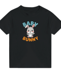 Svart t-shirt för baby med ett charmigt grafiskt kanintryck