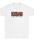 T-shirt med grafiskt humortryck av ordet kebab i en vit färgvariant
