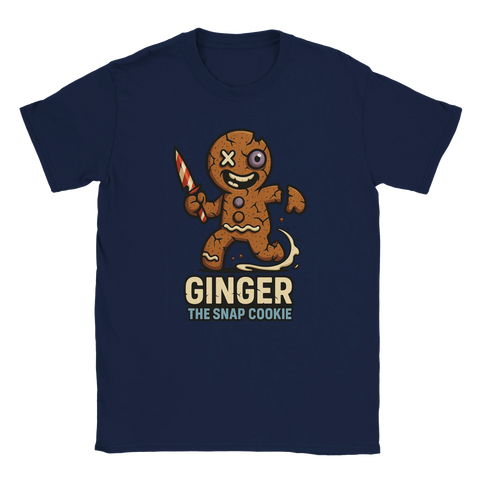 T-shirt jul – rolig pepparkaka t-shirt Ginger The Snap Cookie, marinblå