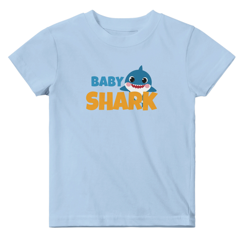 Ljusblå t-shirt för baby med lekfullt Baby Shark-tryck