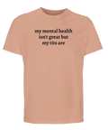 Kaxig t-shirt mental hälsa rolig text bröst humor