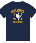 Retro illustration av pole dancing och ölburkar – marinblå t-shirt