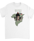 Satirisk illustration av Donald Trump på hundsläde över Grönland – vit t-shirt