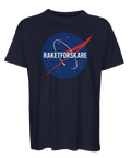 Mörkblå t-shirt med kaxig textdesign i klassisk retrostil
