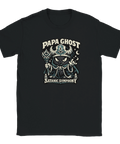 Svart t-shirt med Papa Ghost motiv – söt demonisk karaktär i vectorstil