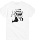 Ikoniskt Trollface meme med långfinger och kostym – grafisk t-shirt